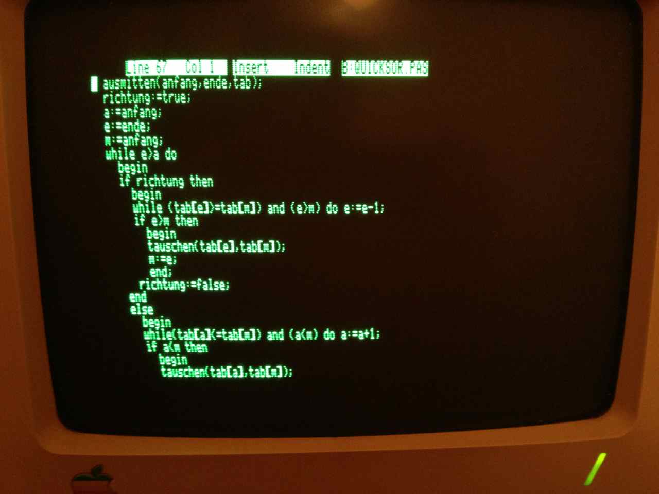 TURBO Pascal Editor auf dem Apple //c